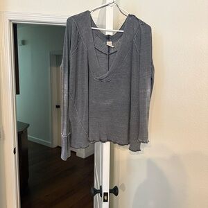 We The Free Gray V-Neck Women's Top